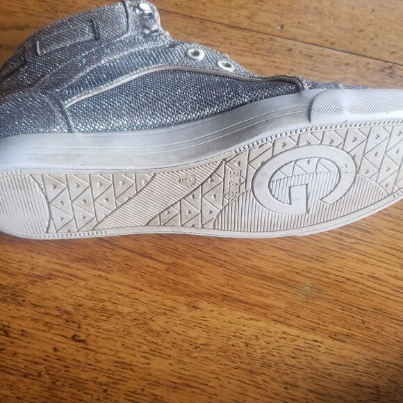 G by Guess Gold Sparkly High-Top Sneakers Women’s Size 9 Metallic Vintage Shoes - Picture 2 of 7